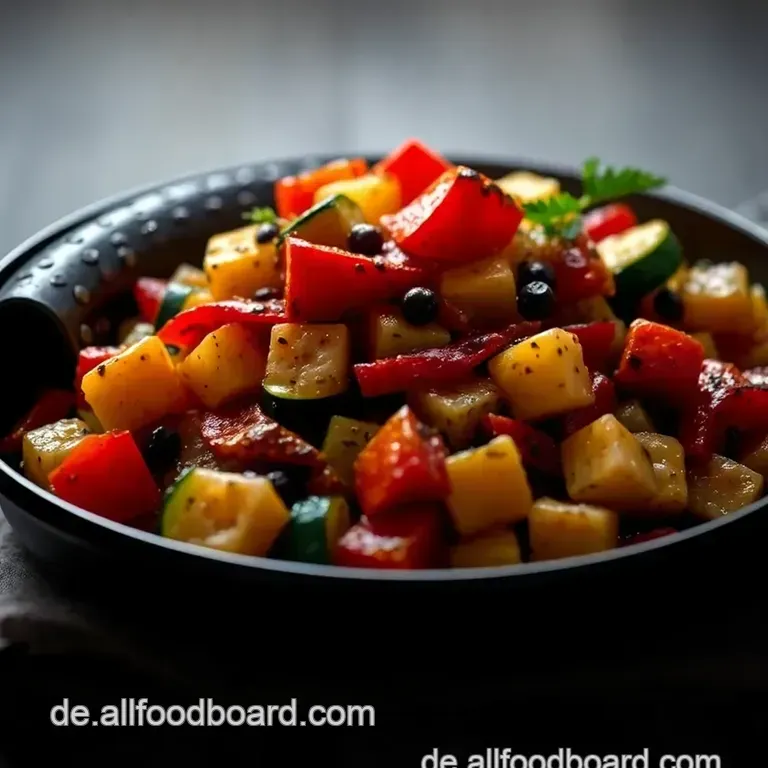 Ratatouille Royale mit herzhaftem Fleisch presentation